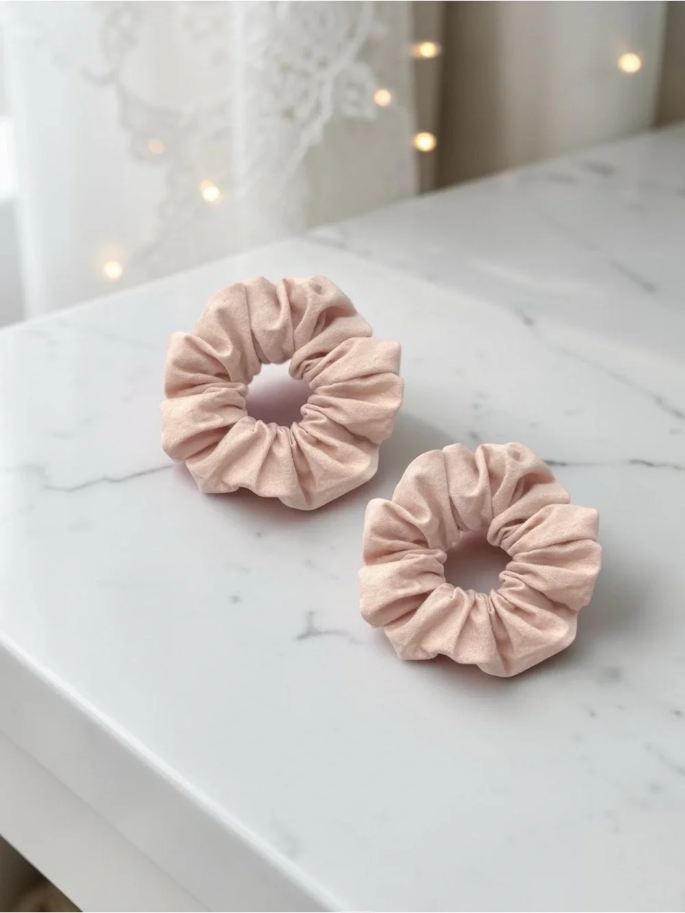 Soft Pale Pink Women's Scrunchie Hair Ties - Set of 4